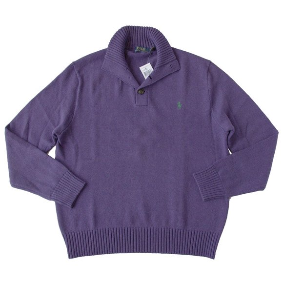 NEW Polo Ralph Lauren Mens Button Mockneck Sweater!PurpleGreen Polo Player